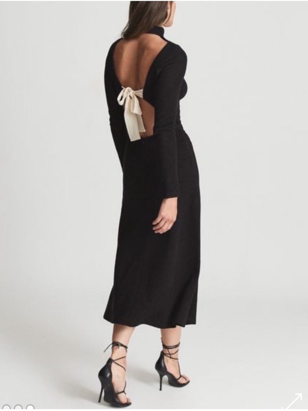 Reiss Lily Open Back Midi Dress in Black - Size 8